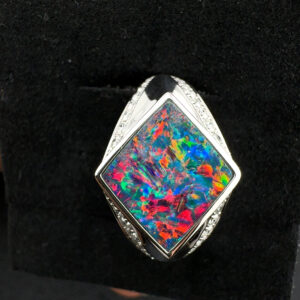 Men’s Boulder Opal White Gold Ring
