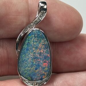 Boulder Opal Diamond White Gold Pendant