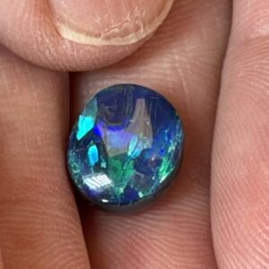 2.9 ct Outstanding Solid Black Opal With Neon Green Blue Fire
