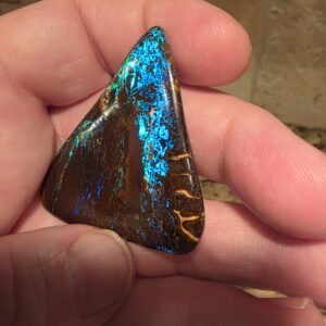 82.9 ct Pandora Arrowhead Boulder Opal With Iridescent Blue Green Veins by Alex Andreou