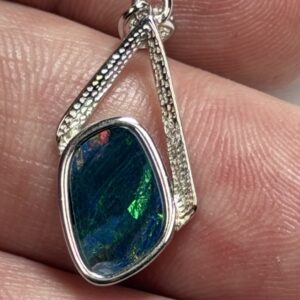Midnight Aurora Boulder Opal Silver Pendant