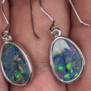 Australian Opal Silver Drop Earrings